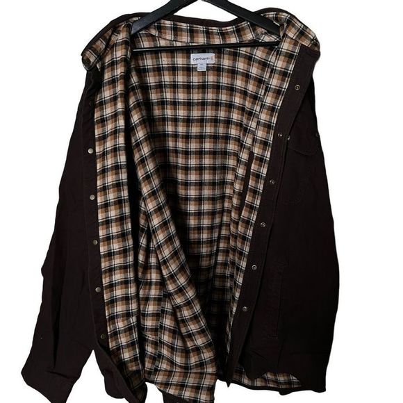 Carhartt Flannel Lined Canvas Shirt Jacket 4XL - Picture 3 of 3